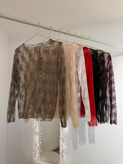 Transparente Spitzenshirts versch. Farben
