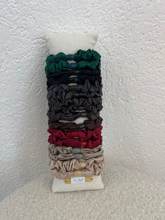 Puffy Seiden Haargummies mit Detail versch. Farben