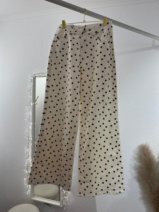 Gepunktete Wide Leg Jeans