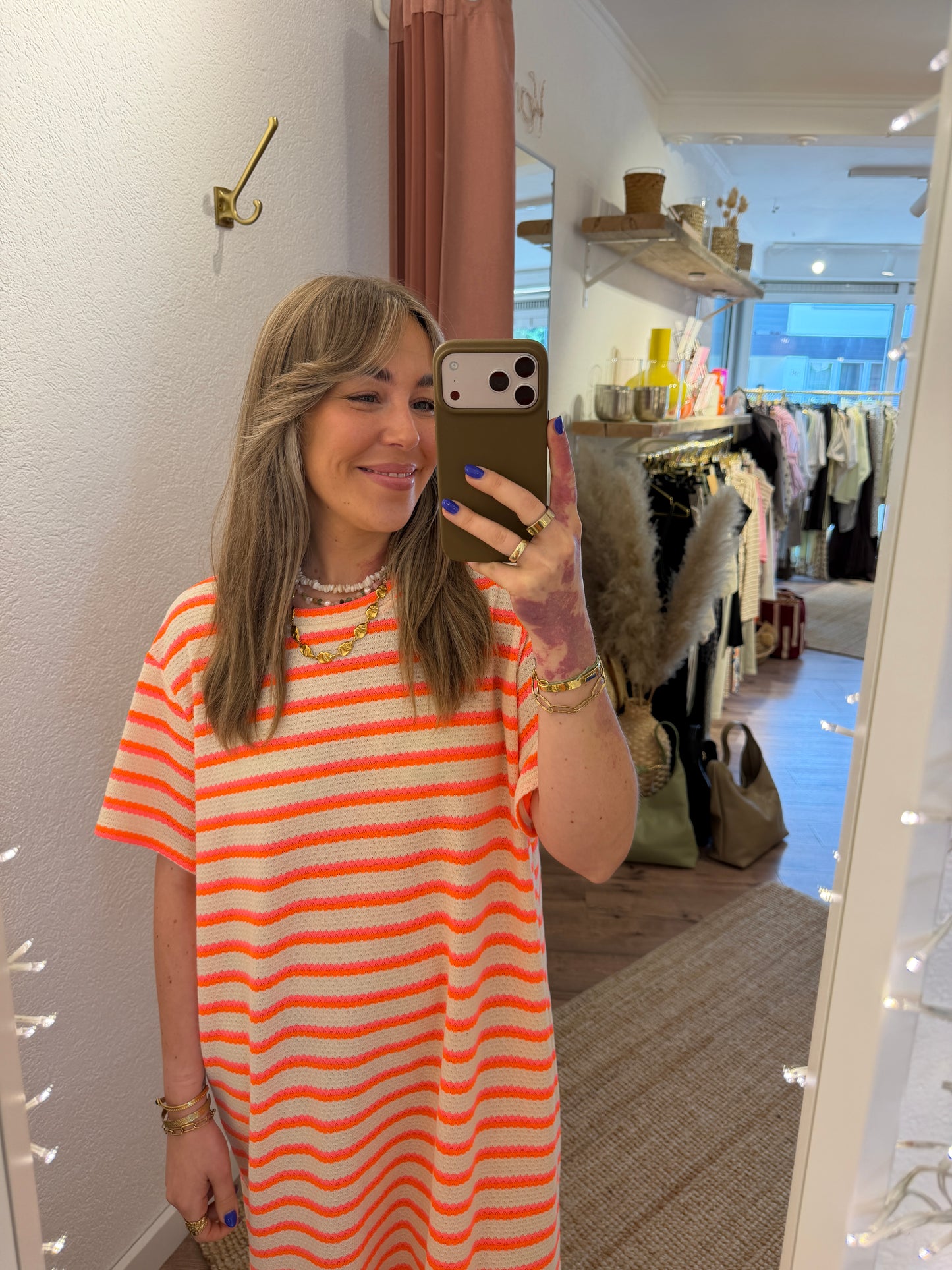Struktur Maxikleid mit Streifen