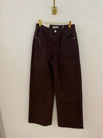 Wide-Leg Jeans dunkelbraun