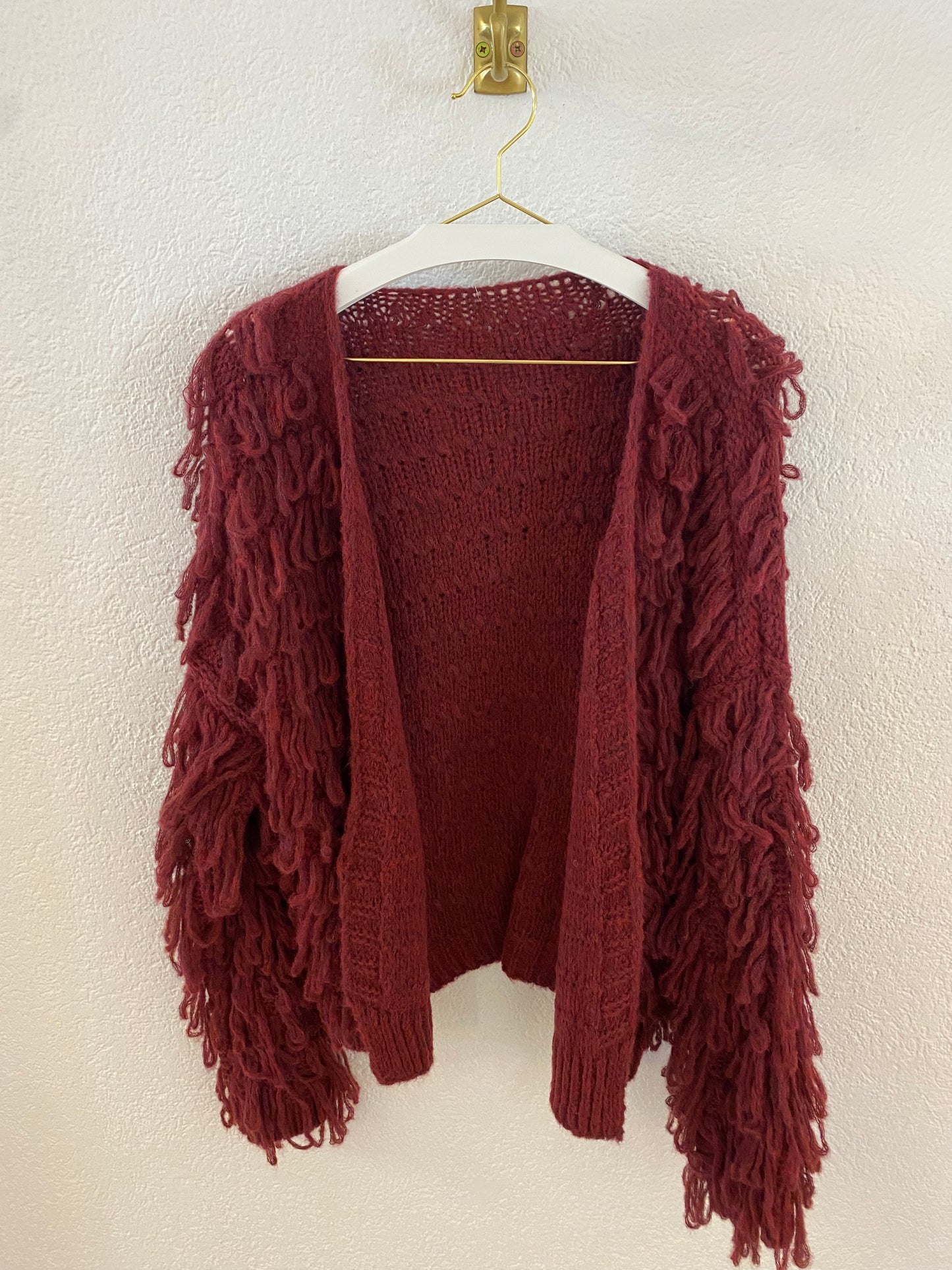 Fransencardigan Bordeaux
