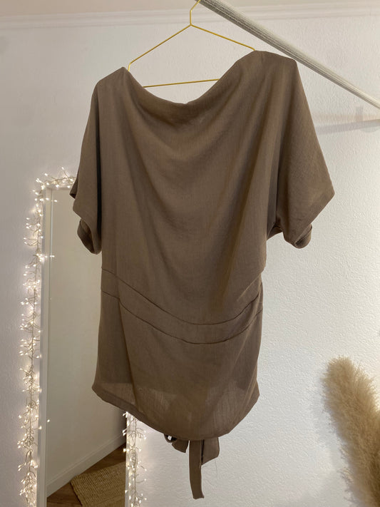 Bluse mit Wasserfall-Ausschnitt und Bindedetail