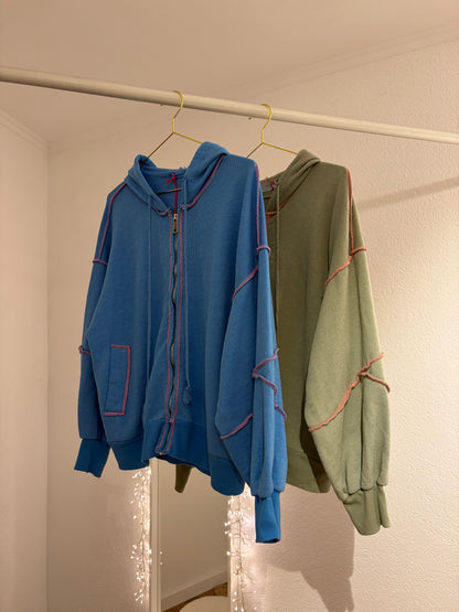 Oversize Zipper mit sichtbaren Nähten