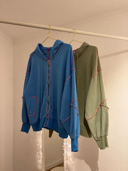 Oversize Zipper mit sichtbaren Nähten