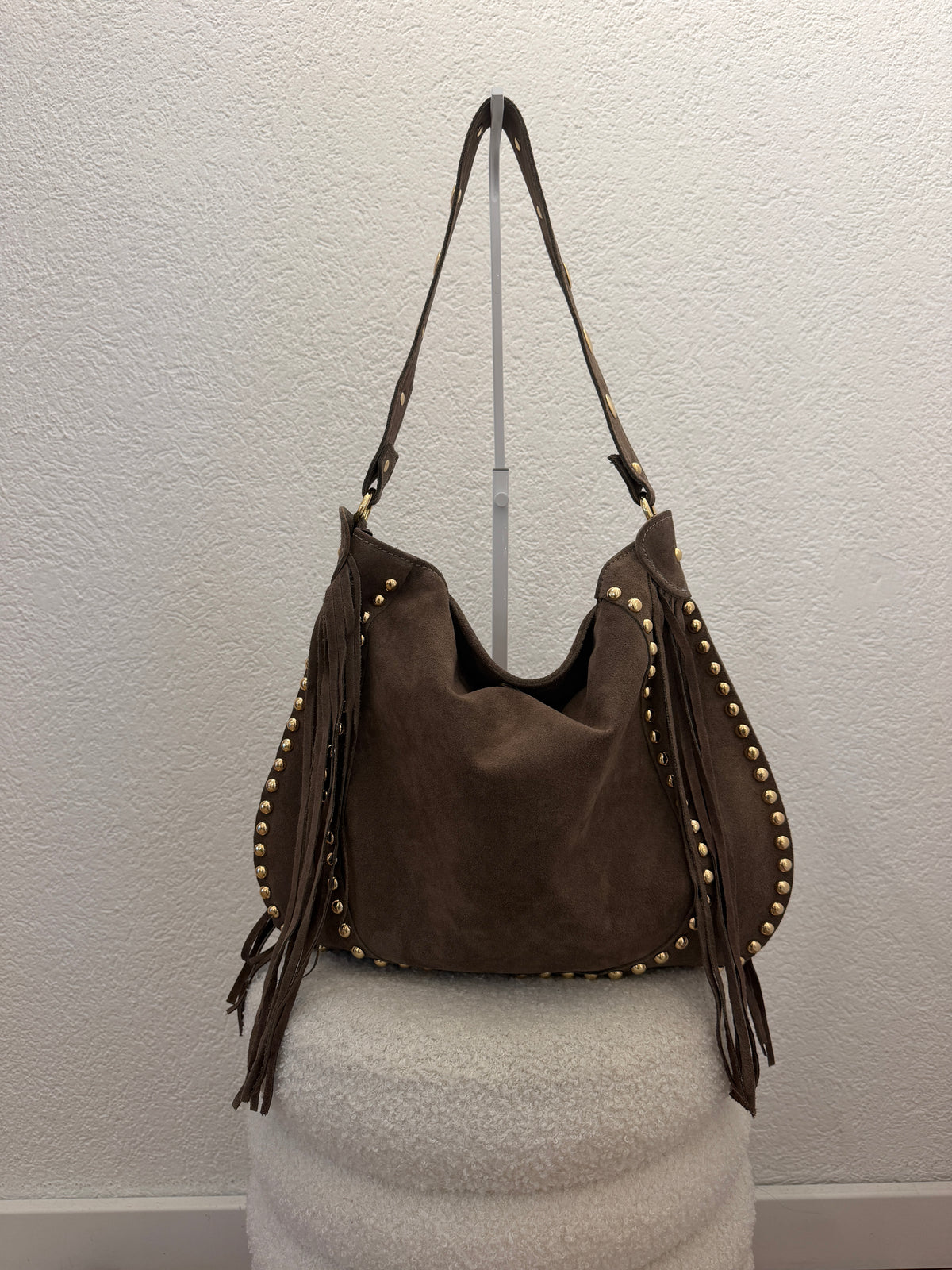 Wildleder Tasche mit Fransen und Nieten versch. Farben