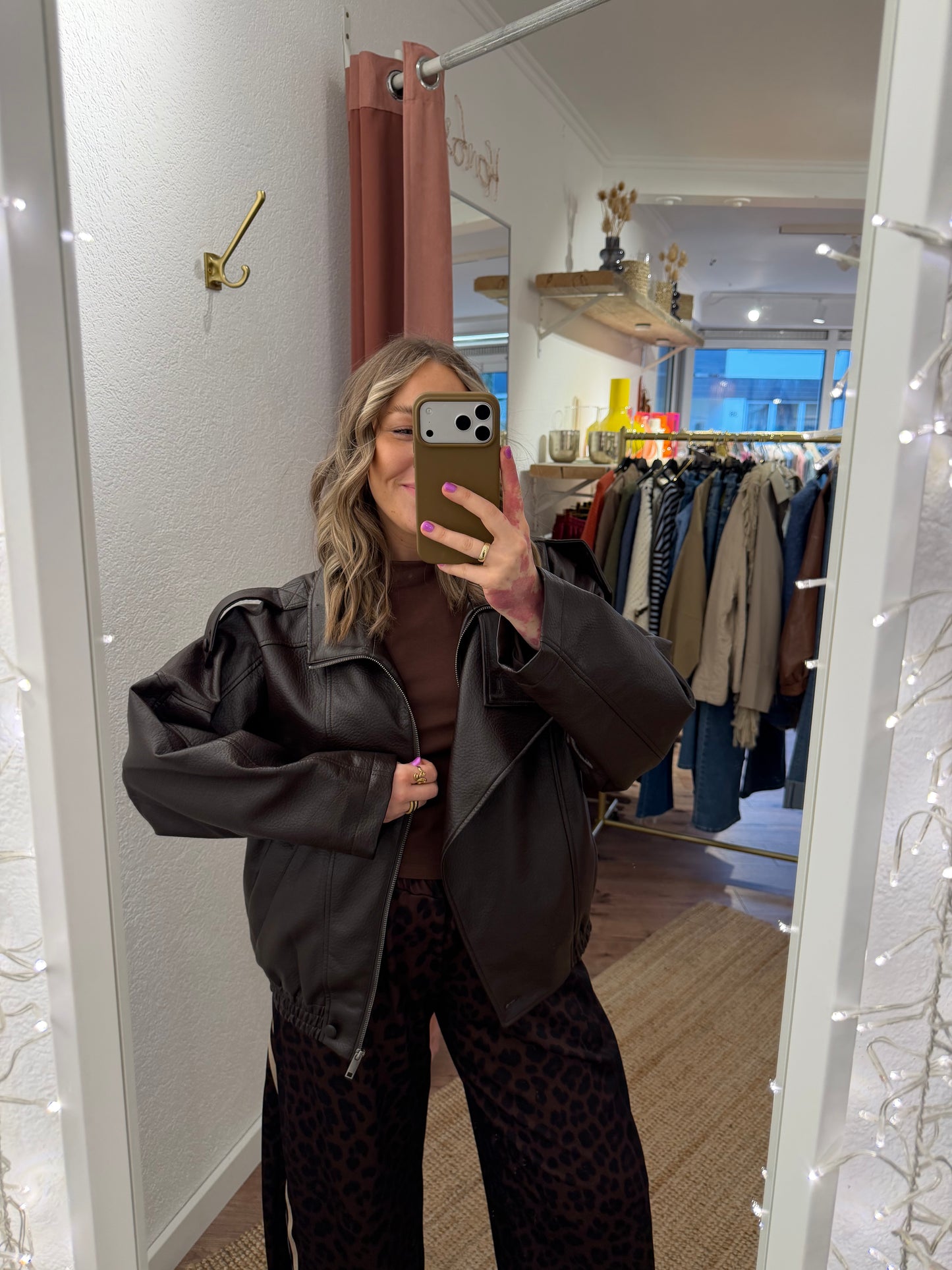 Kunstlederjacke dunkelbraun