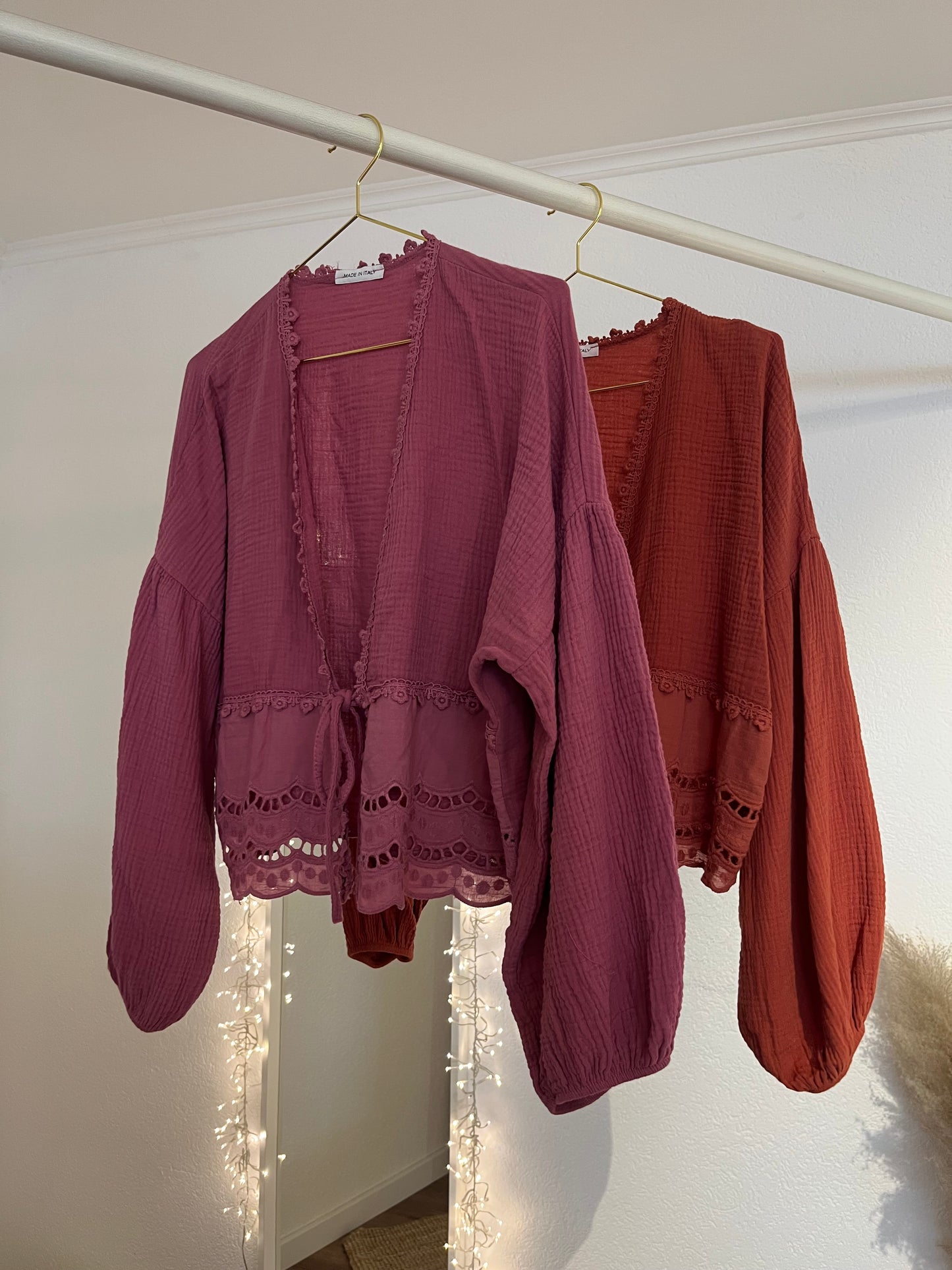 Musselinbluse zum binden versch. Farben