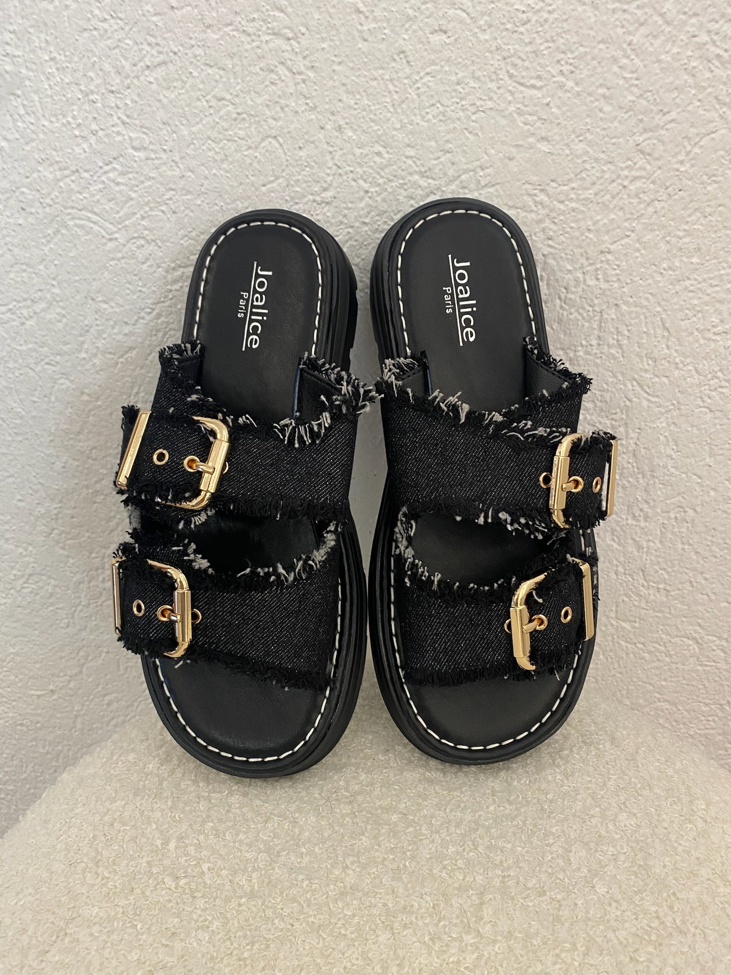 Kunstleder Schlappe schwarz