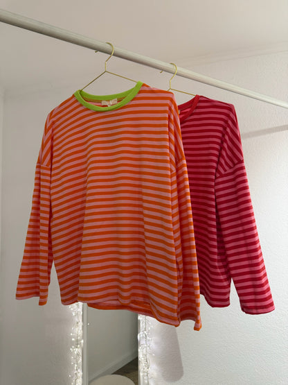 Gestreiftes Langarmshirt versch. Farben