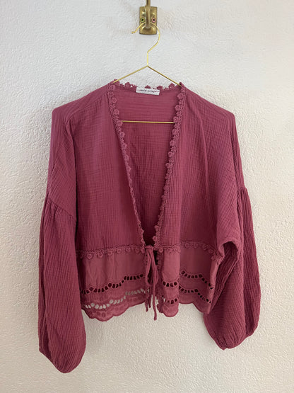 Musselinbluse zum binden versch. Farben