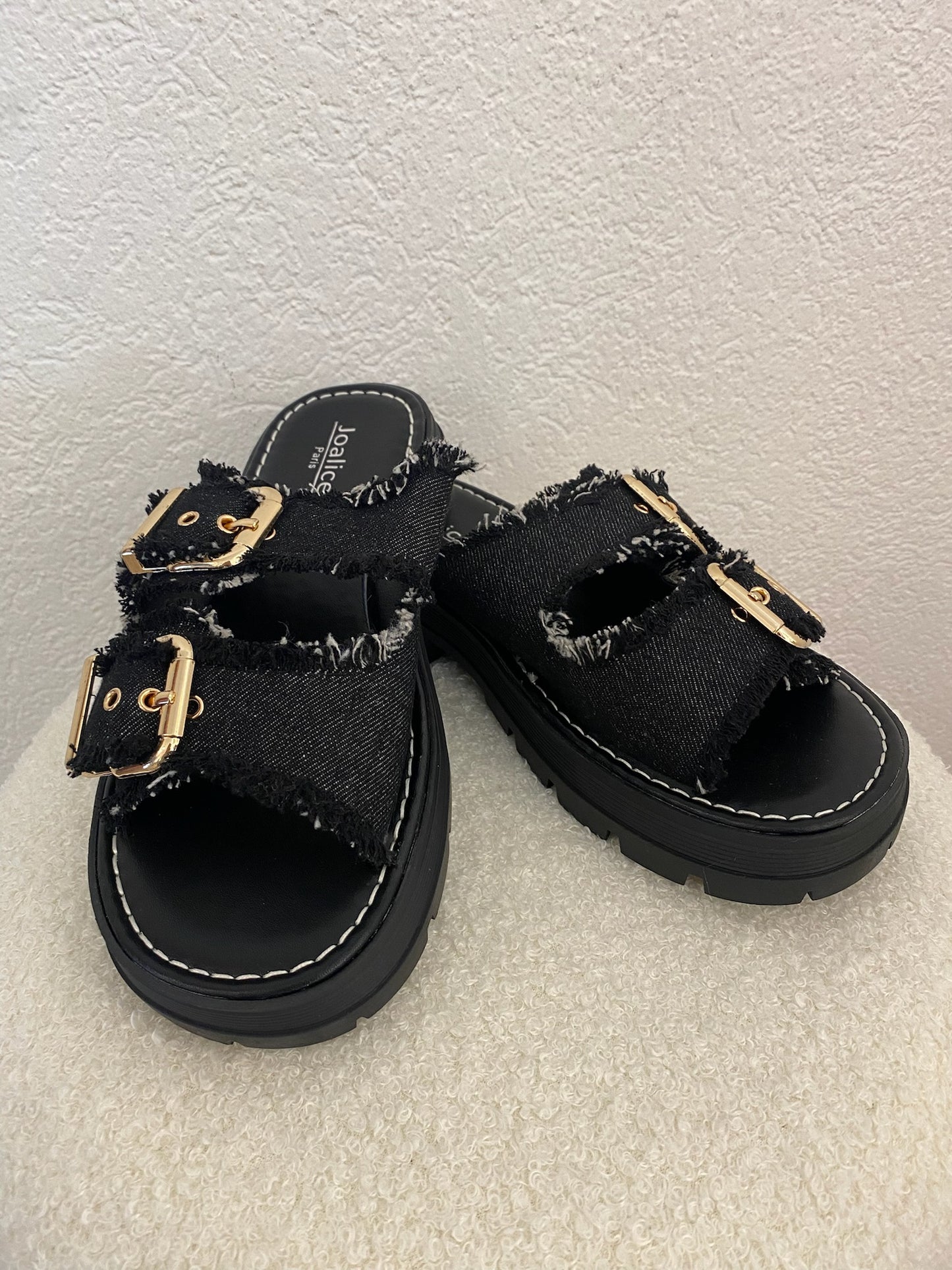 Kunstleder Schlappe schwarz