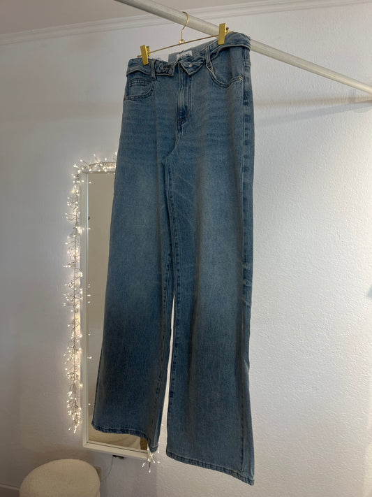 Wide leg Jeans mit umgeschlagenen Bund