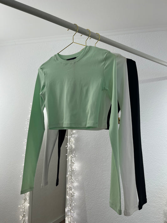 Cropped Langarmshirt versch. Farben