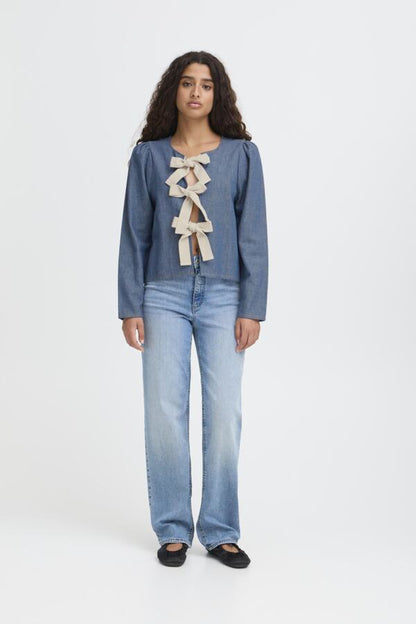 Dünne Jeansjacke mit Schleifen