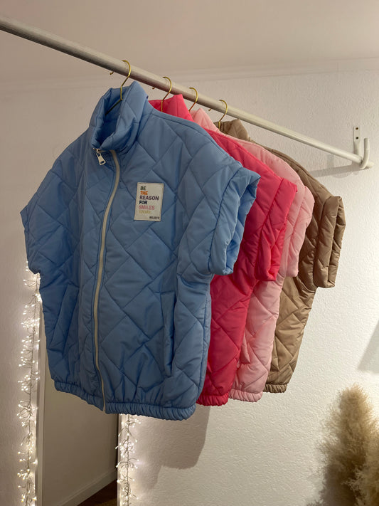 Dünne kurzarm Puffer Jacke versch. Farben