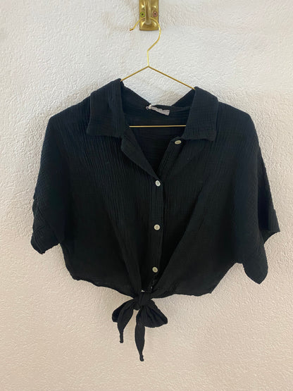 Musselinbluse zum binden versch. Farben