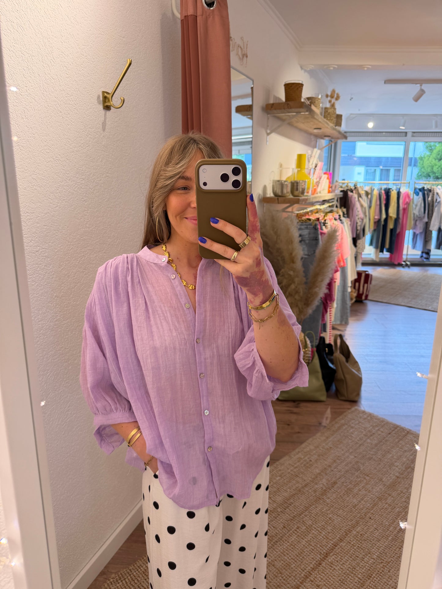 Luftige Bluse in Leinenoptik versch. Farben