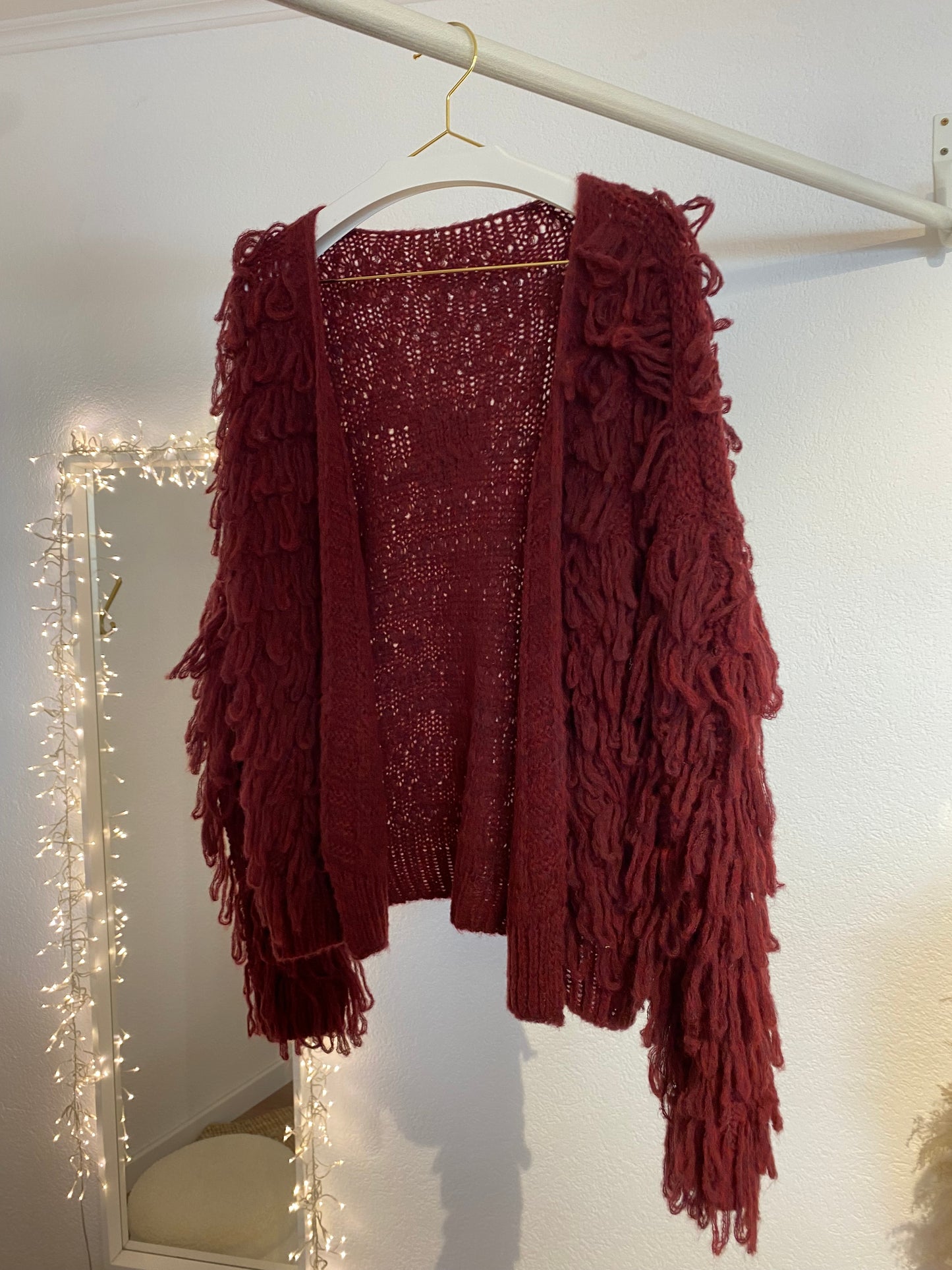 Fransencardigan Bordeaux