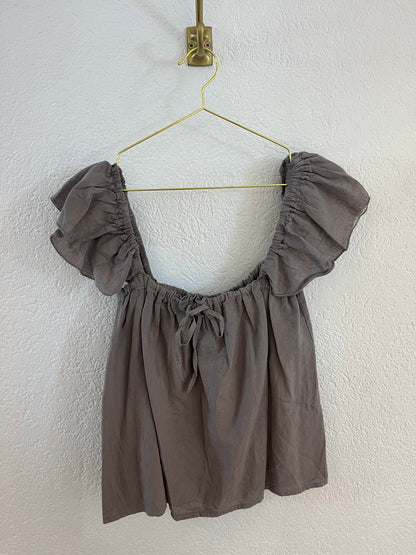 Leinen Off-Shoulder Bluse versch. Farben