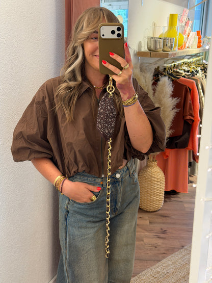 Handykette mit Bandana-Tuch vergoldet lang